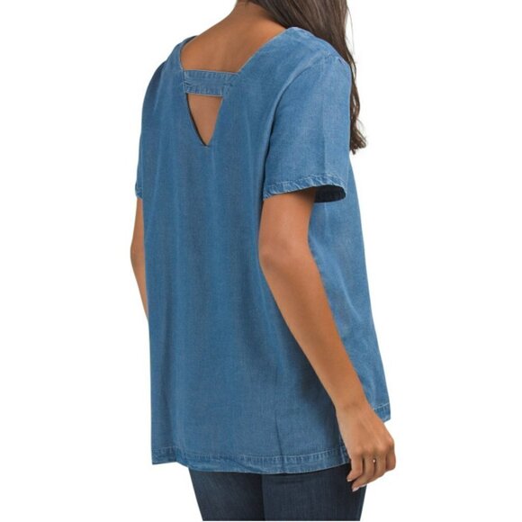 NWT ELLEN TRACY Tencel Back Strap Relaxed Fit Tunic Top - Picture 2 of 4